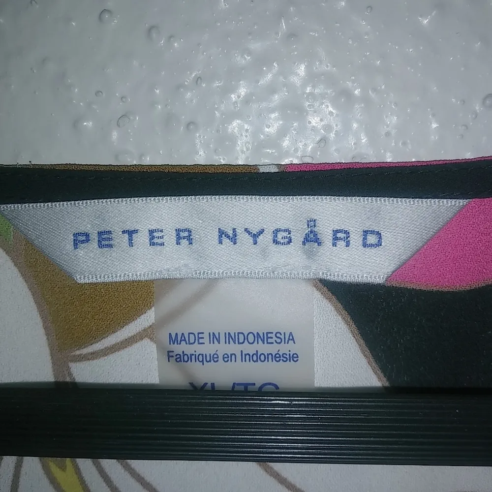 Peter Nygard XL Floral Pullover Kimono Tunic Top Pink Black - Image 5