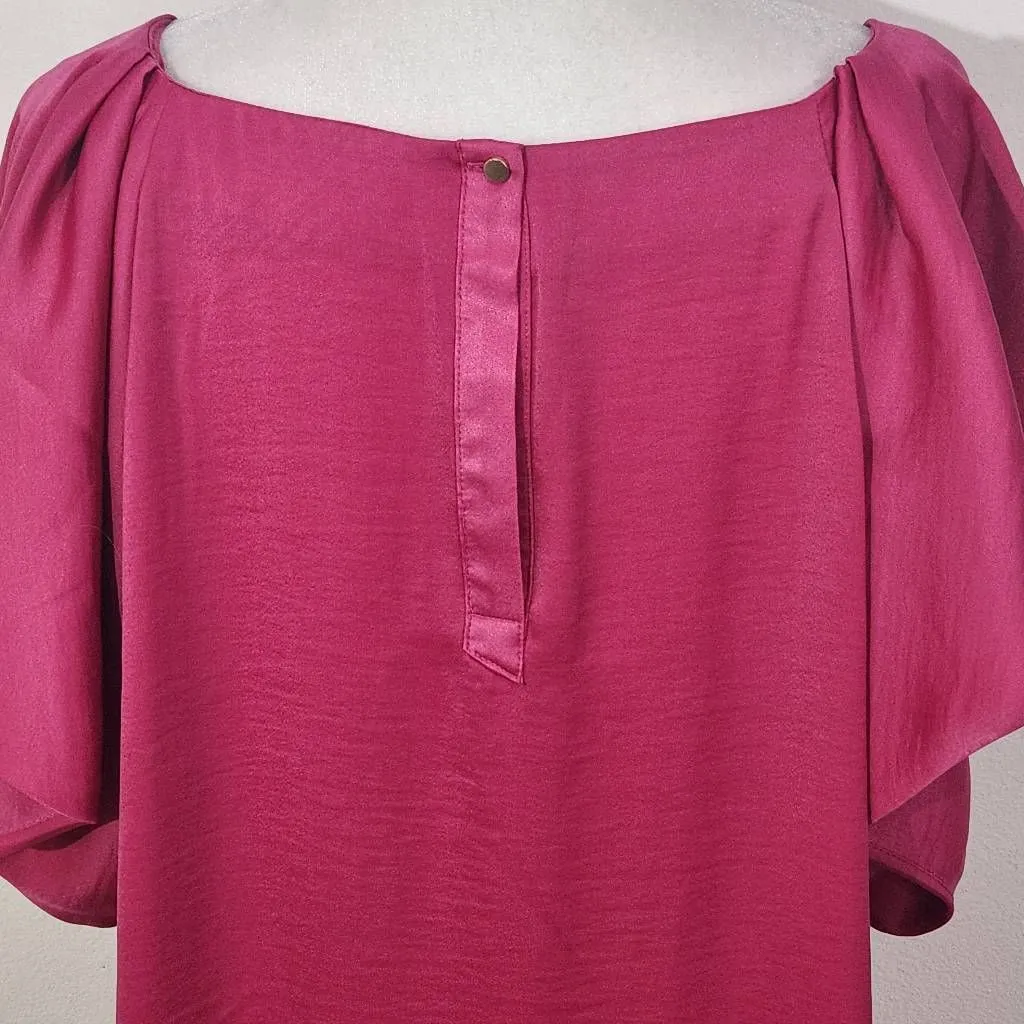 Ava & Viv Hot Pink Blouse Size 1X Plus Size Pink Top with Flowy Sleeves - Image 6