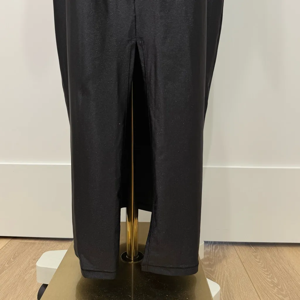 Skims Shine Jersey Long Dress XL Black Bodycon Midi Short Sleeve Minimal Chic - Image 9