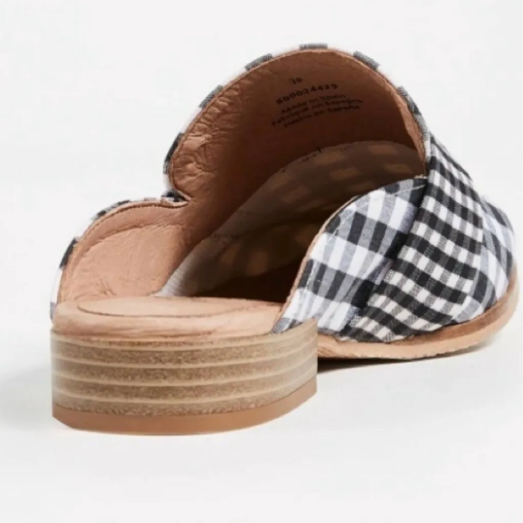Free People At Ease Gingham Black & White Loafer Mules Women’s Size 6.5 /37 - Image 2