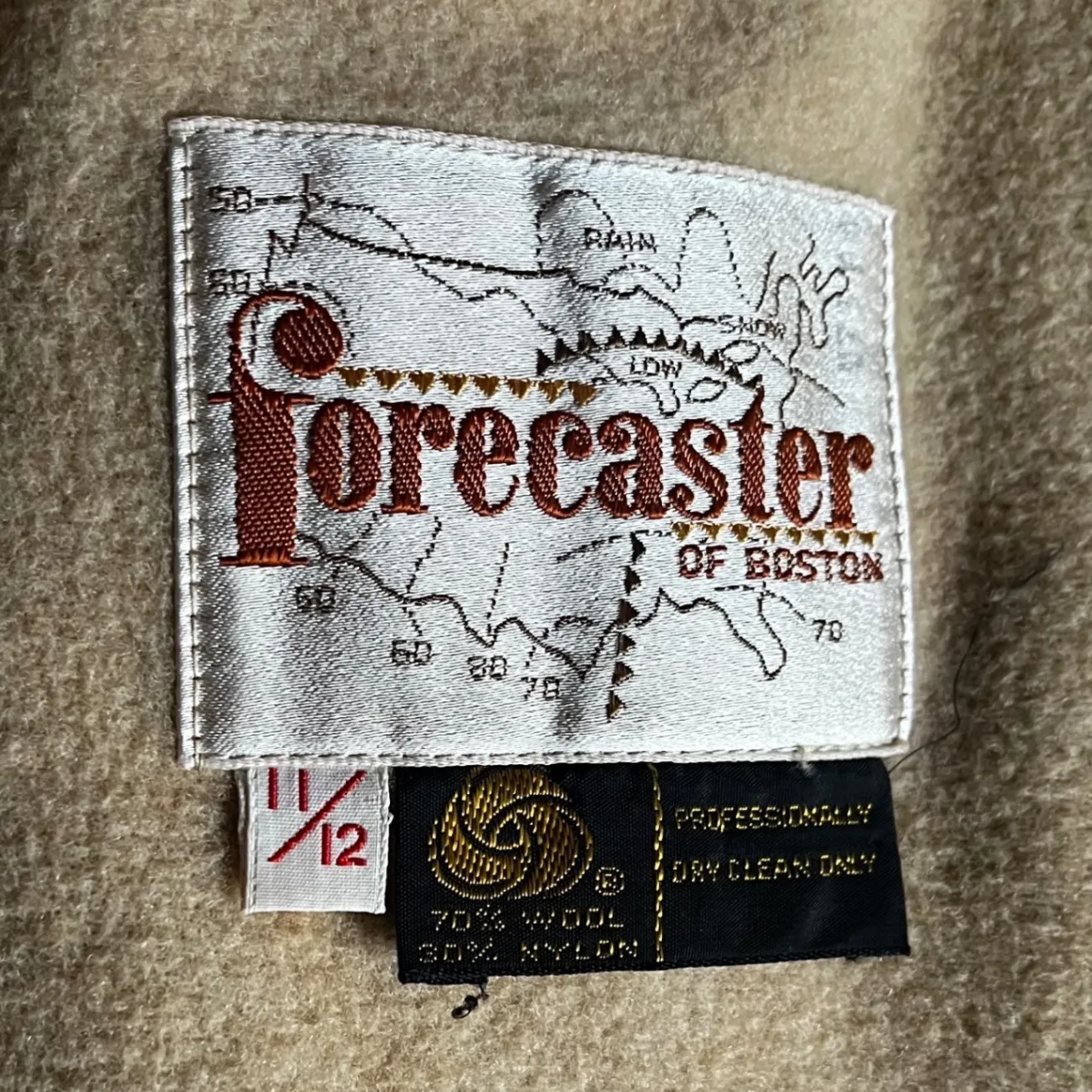 Vintage Forecaster of Boston Tan Wool Coat Petite Small Double Breasted 12 - Image 6