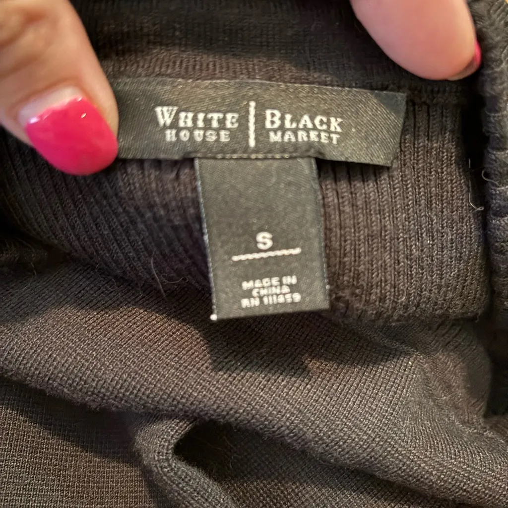 White House Black Market Classic Black Ribbed Midi Dress‎ - Image 5