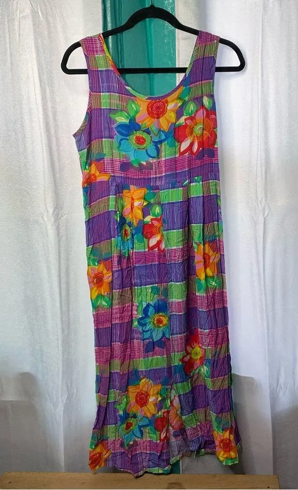 Vintage Jams world floral Hawaiian midi dress size small vacation beach made USA - Image 4