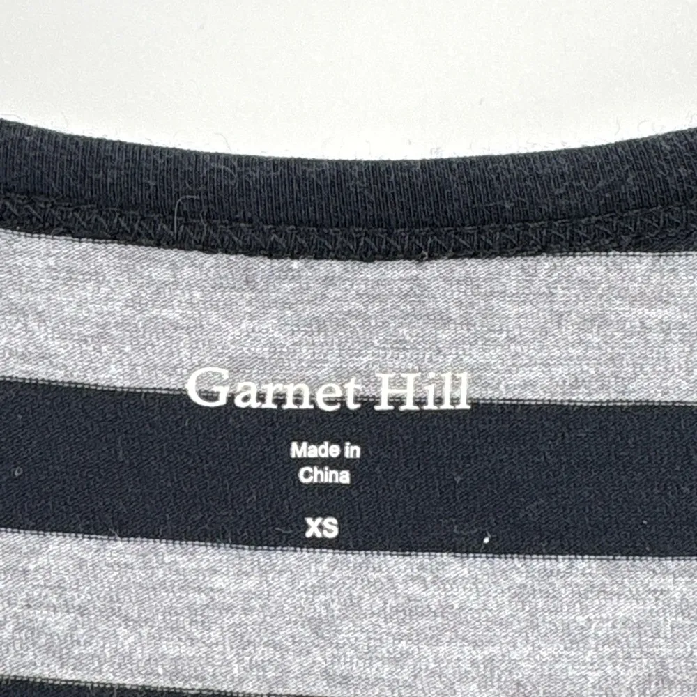 Garnet Hill Top Womens black gray Stripe Layered Scoop Neck Beachy Boho size xs - Image 2