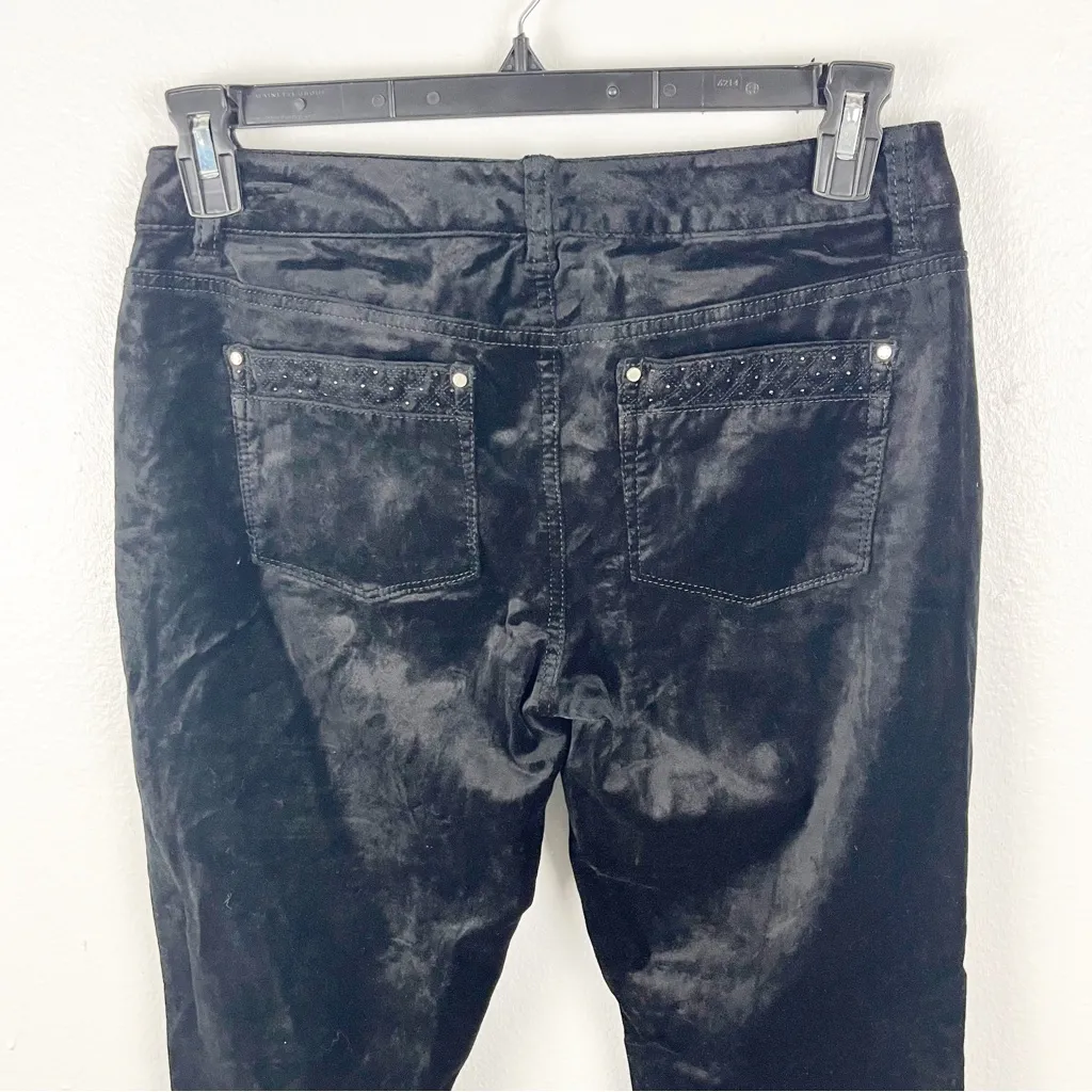 WHITE HOUSE BLACK MARKET Black Velvet Velour Slim Leg Pants, Size 4 - Image 9
