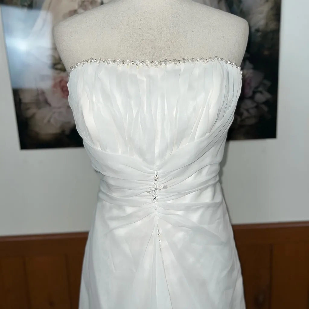 Beautiful Vintage 90s Destiny Chiffon Wedding Gown! White Size 16 - Image 4