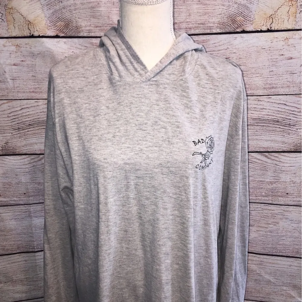 Cotton On Garments Grey Bad Company Hoodie with Roses and Skeleton Size XL - Image 2