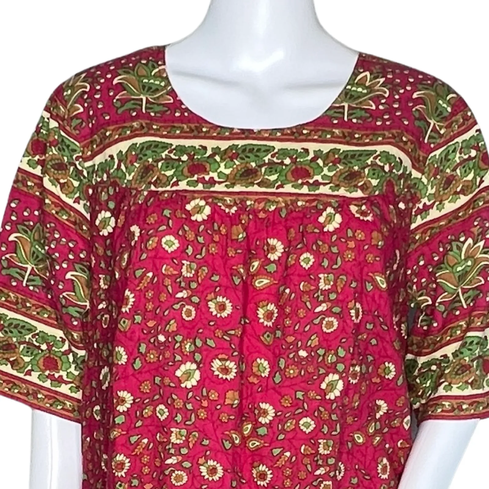 The Vermont Country Store Dress Womens Medium Multi Red Floral Mumu‎ Boho Hippie - Image 5