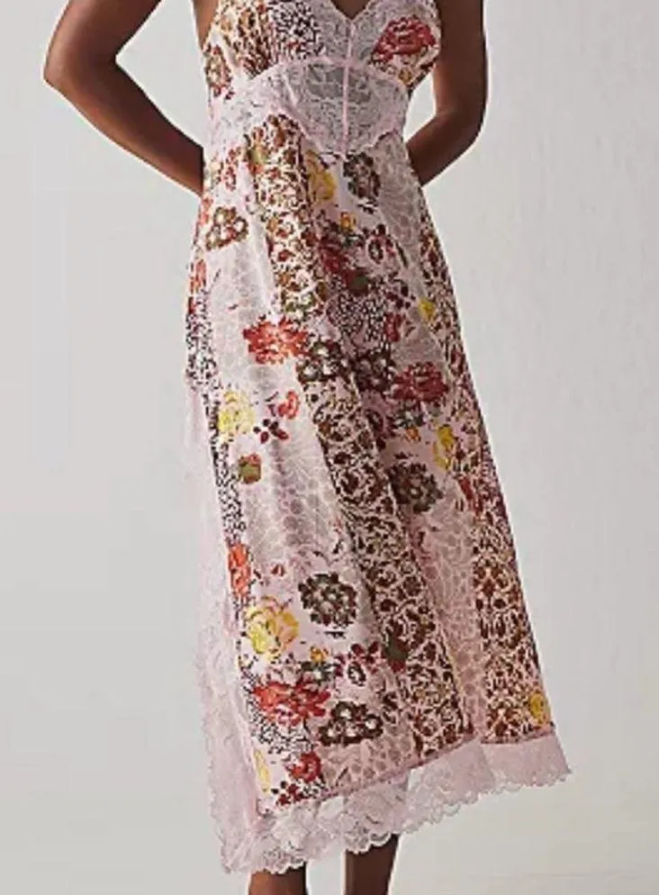 FREE PEOPLE THE RIGHT NOW PINK MIDI SLIP BOHO SATINY DRESS by INTIMATELY M - Image 6