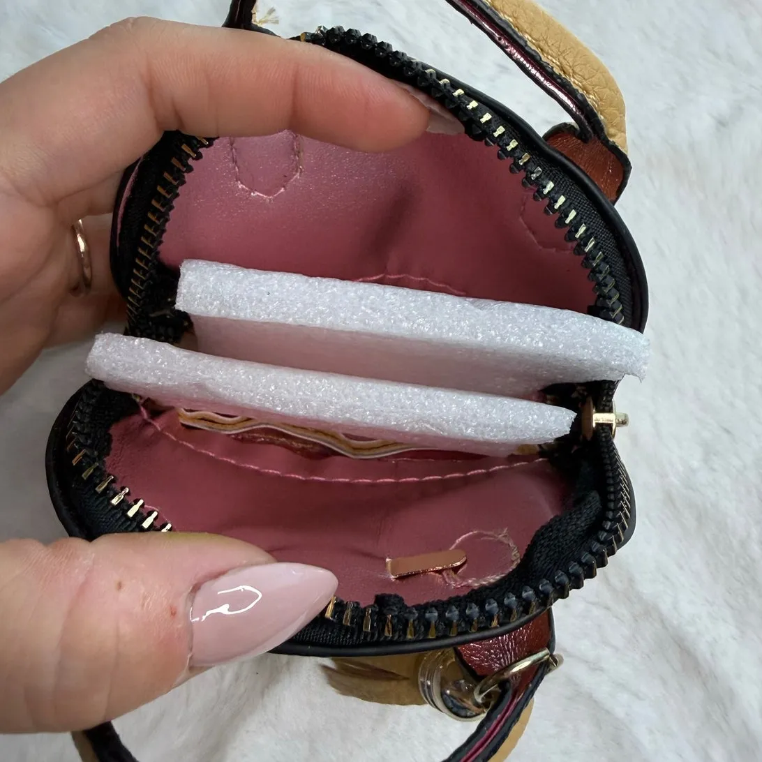 Mini Tote Bag Keychain Coin Purse Mini Pouch Zipper Fashion Charm Bag Charm Yellow - Image 3