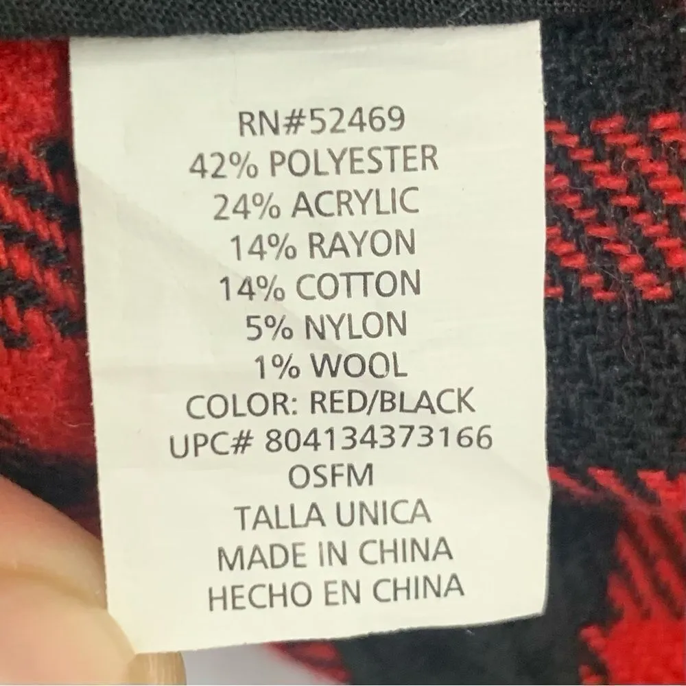 Time and Tru Wool Blend Red/Black Plaid Mini Buff Adjustable Hat - Image 10