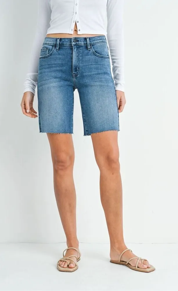 NWT Womens Just Black Denim Bermuda Jean Shorts in Medium Wash - Sz M - Image 1