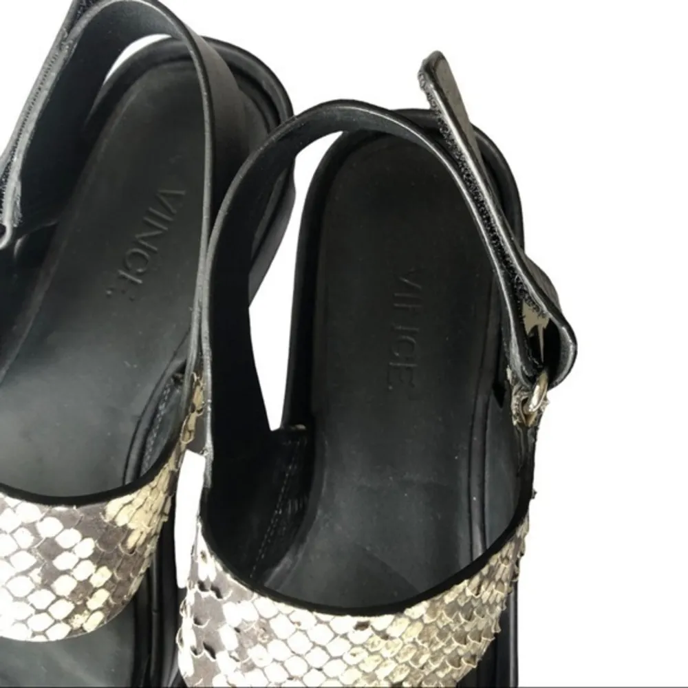 VINCE 'Marett' Python Snakeskin Black White LEATHER Platform Size 7M - Image 5