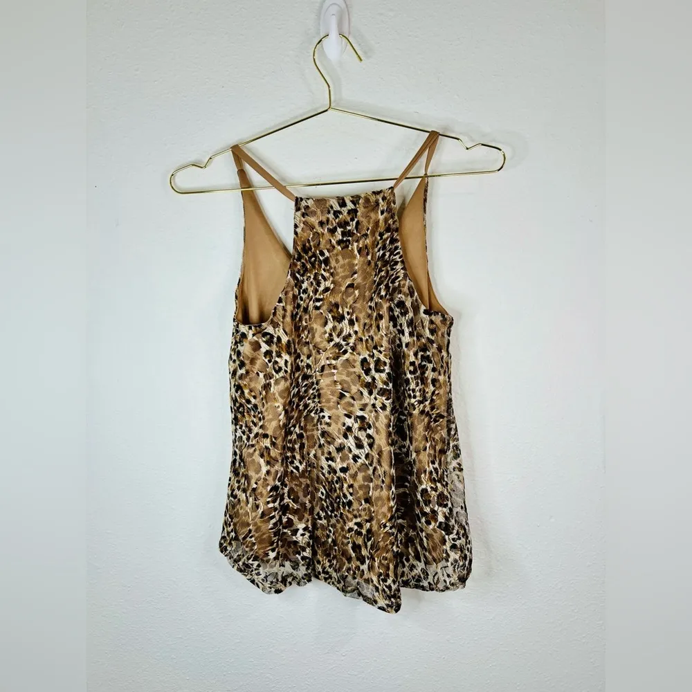 Love J Women's Small Leopard Print Sheer Tank Top Layered V-Neck Cami Blouse - Image 7