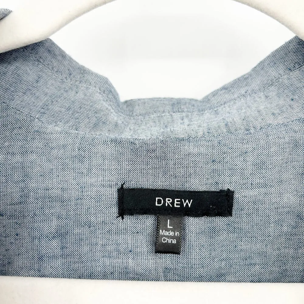 Drew Womens Lagenlook Coastal Work Career Academia Chambray Linen Blend Blazer L - Image 2