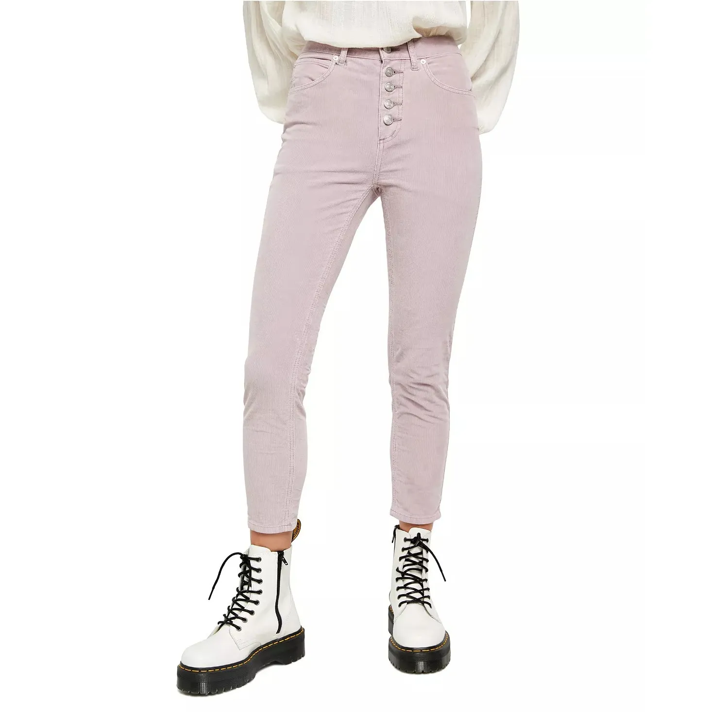 Free People Womens Jeans Size 24 Sun Chaser Corduroy Skinny‎ Periwinkle Lavender - Image 2