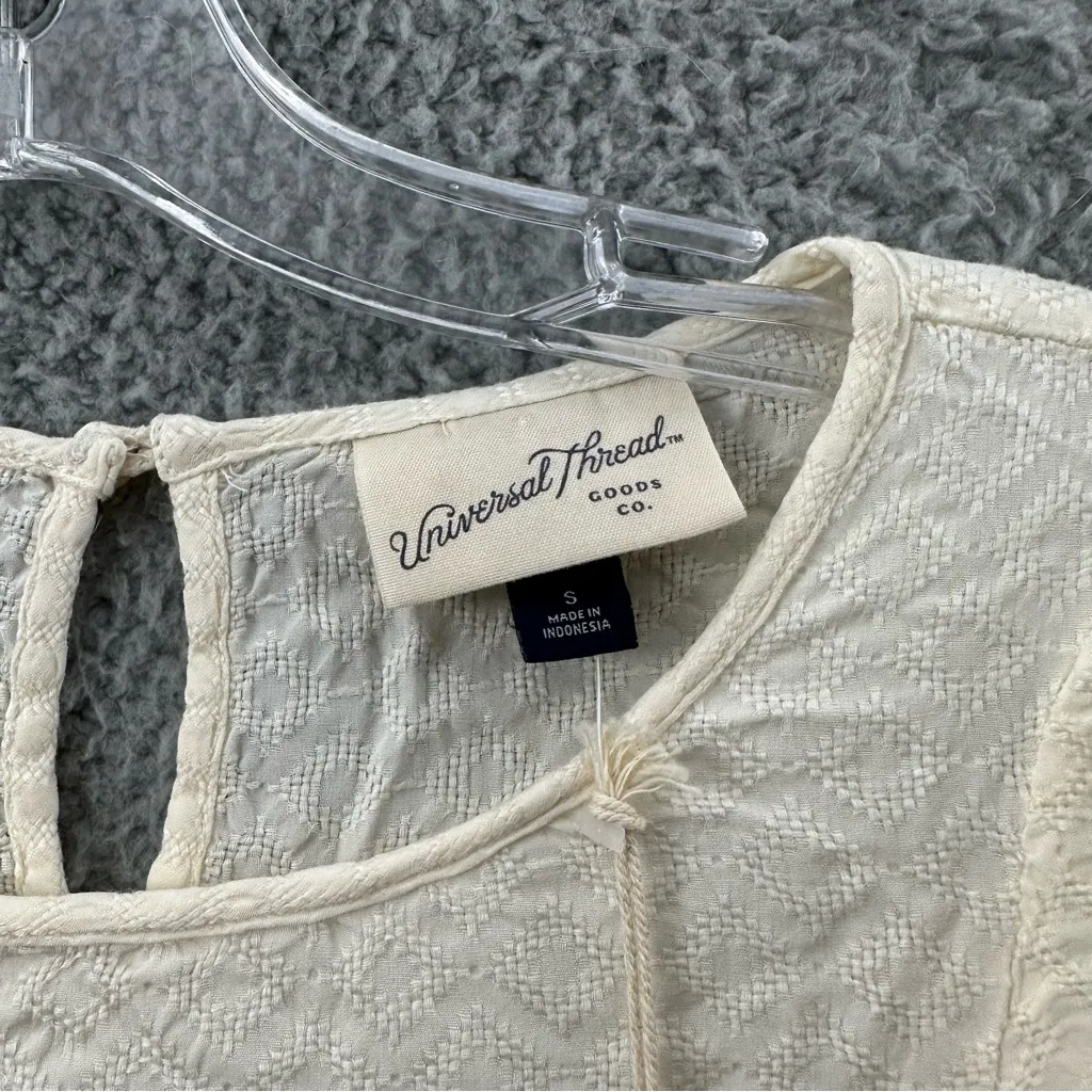 NWT Universal Thread 3/4 Balloon Sleeve Blouse Top Cream Peasant Boho‎ Ruffle S - Image 4