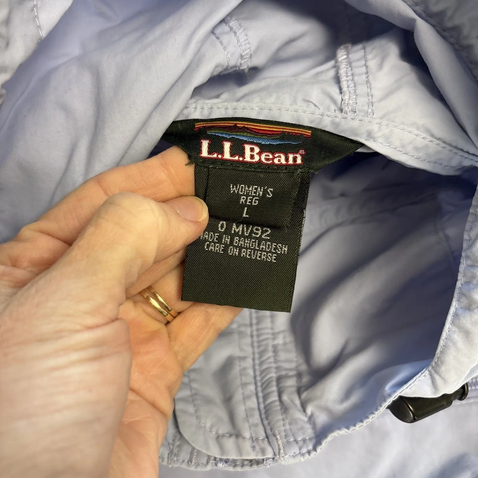 L.L. Bean Outdoors Windbreaker Women’s Size Large Light Blue Jacket - Image 6