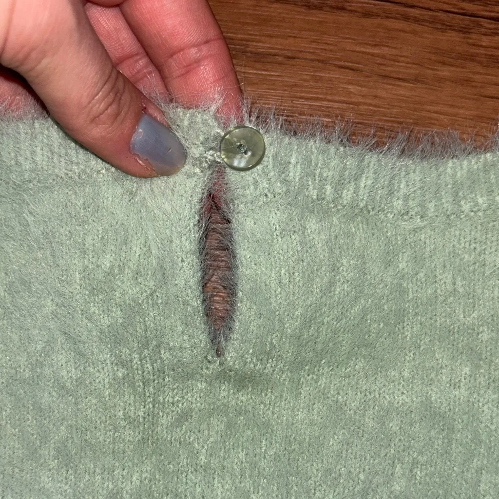 Rosie Neira Mint Green Fuzzy Women's Sweater Preppy Light Academia Soft Cozy Size XL - Image 7