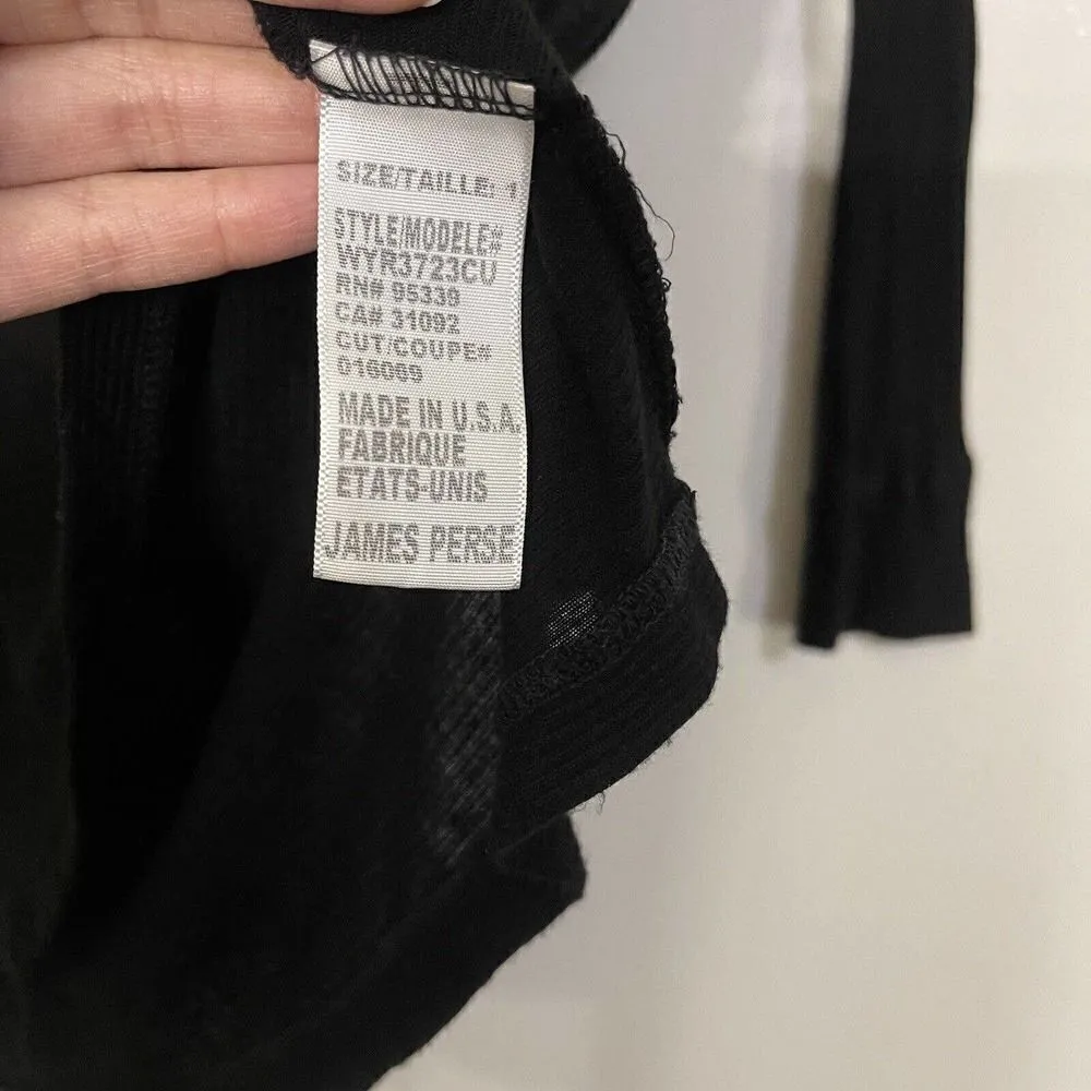 James Perse lightweight scoop neck black long sleeve knit shirt size 1 Small - Image 3