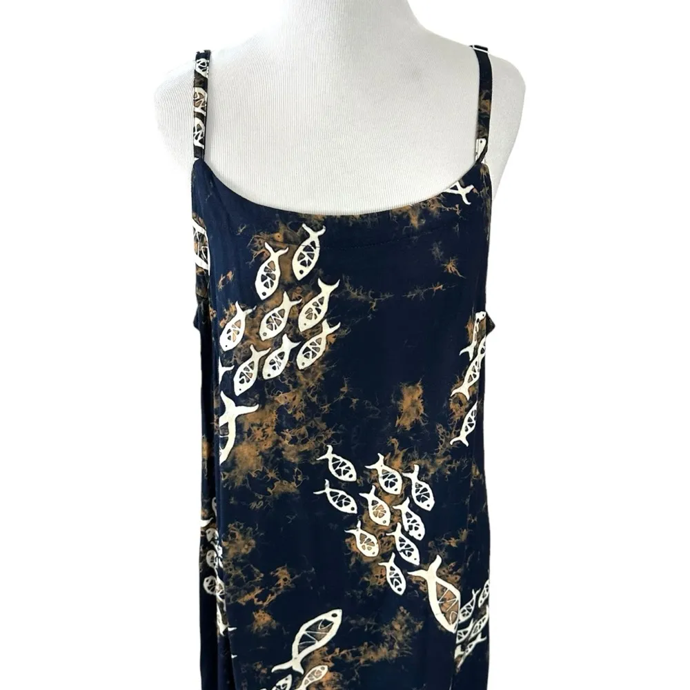 Vintage 90s Far Away Tropical Tie Dye Fish Maxi Dress & Top Set Size Large Beach - Image 5