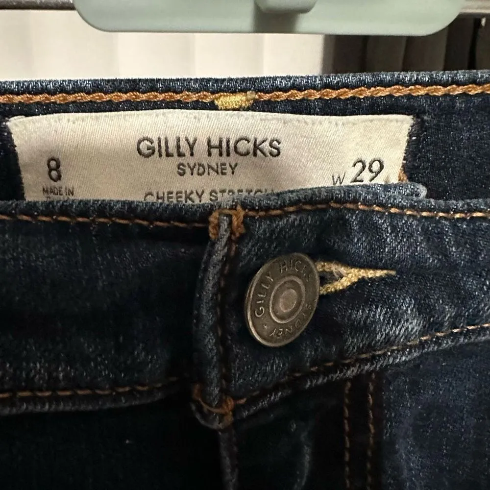 Gilly Hicks Sydney , cheeky stretch denim blue jean shorts , distressed style - Image 2