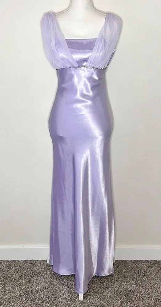 Vintage Lavender Satin Prom Dress Purple - Image 5