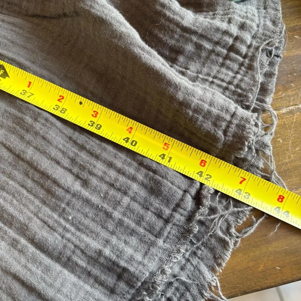 Stark X Gauze Gray Dress Raw Hem Edge Cotton XS V Neck Resort Beach Lightweight - Image 11