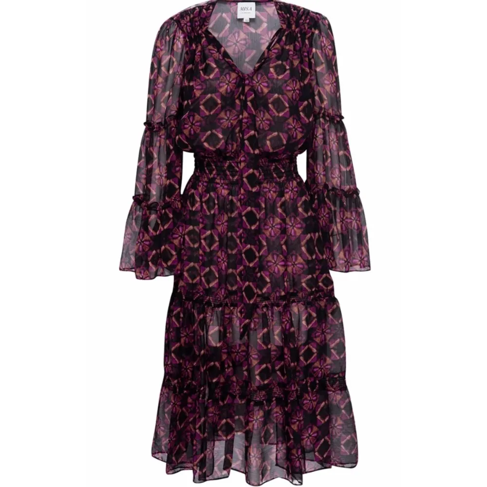 NWT Misa Los Angeles Celeste Shibori Prism Multicolor Midi Dress Size XS - Image 2