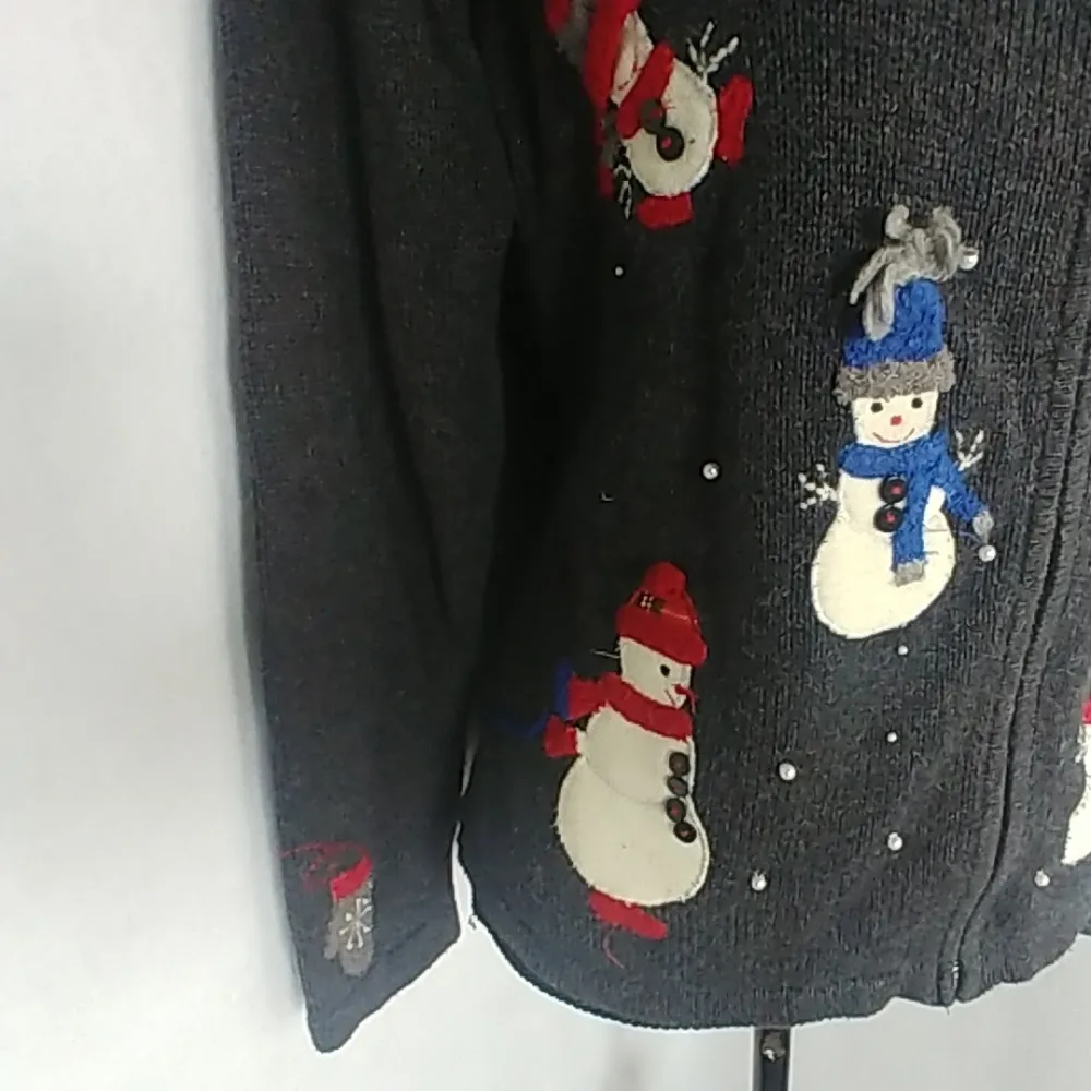 Vintage Liz Claiborne Snowman Cardigan Sweater - Image 3