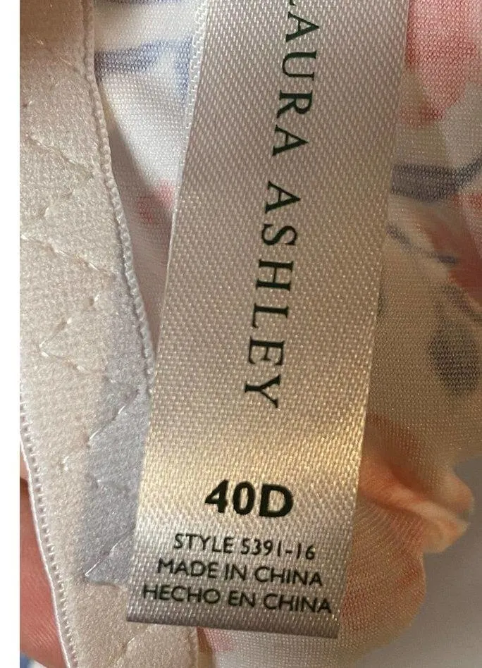 NEW Laura Ashley Bra 40D Floral White Pink Wireless Comfort Padded Intimates - Image 4