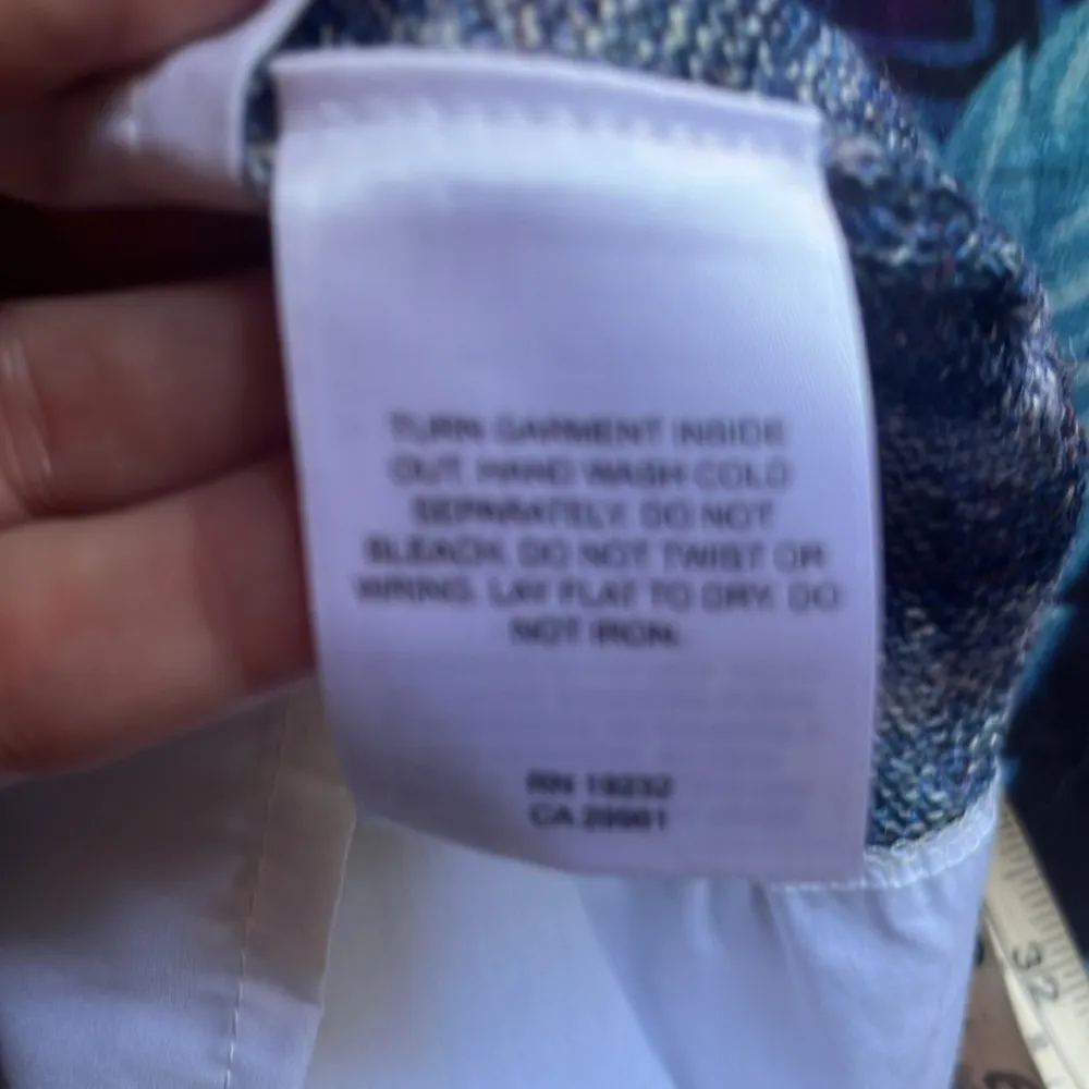 Alfred Dunner Blue White Shirt zig zag sweater collar shirt necklace renewable Size 1X - Image 8