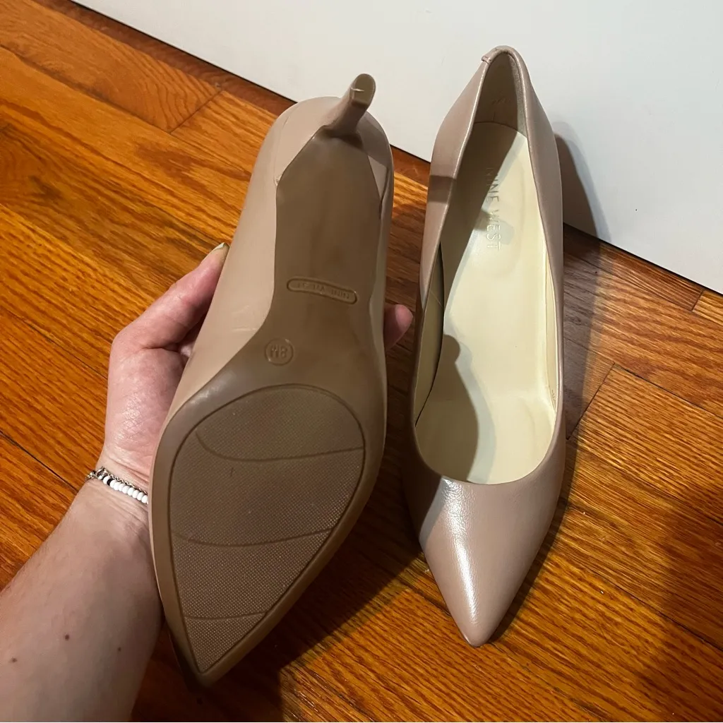 Nine West Etta women’s leather high heels beige leather size 8 - Image 4