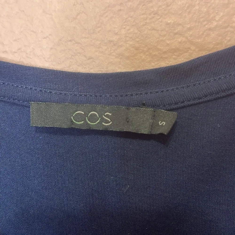 COS Navy Tiered Denim Long Sleeve Fit & Flare Mini Dress. Size S - Image 4