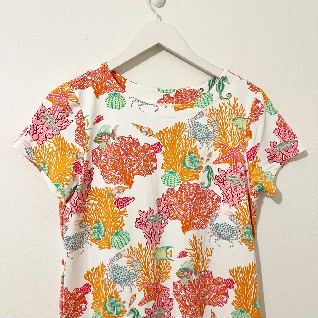 NEW Jude Connally Sea Fish Print Midi Dress Stretch Size Small S Pink - Image 2