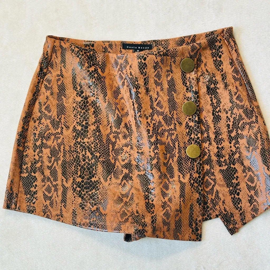 Haute Monde Tan Snake Print Skirt - Image 6