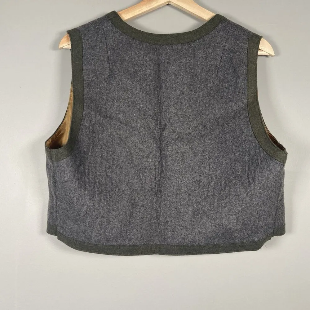 Vintage ROSE DIRNDL Gray Boiled‎ Wool Women Austria Hunting Riding Vest Size 46 - Image 5