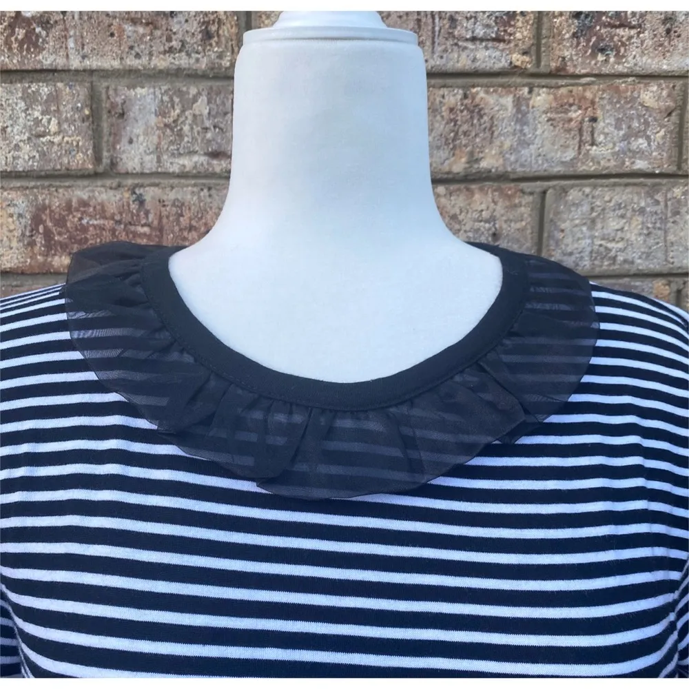 NWT Zara Striped Ruffle Neck Tee - Image 6