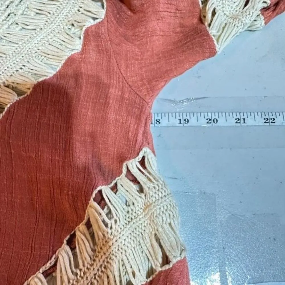 Umgee USA Boho‎ Crochet Top Women's Size Small Rust Red Orange Tunic Beachy - Image 11