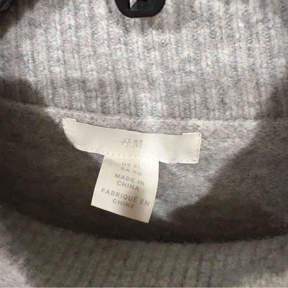 H&M Gray Cowl Turtleneck Sweater with Ribbed Trim Size XL - Image 3