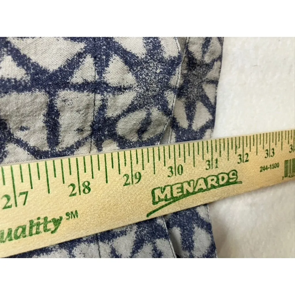 JOHN MARK Womens 3X Geometric Print Button Front Roll Tab Sleeve Shirt Top Blue - Image 7