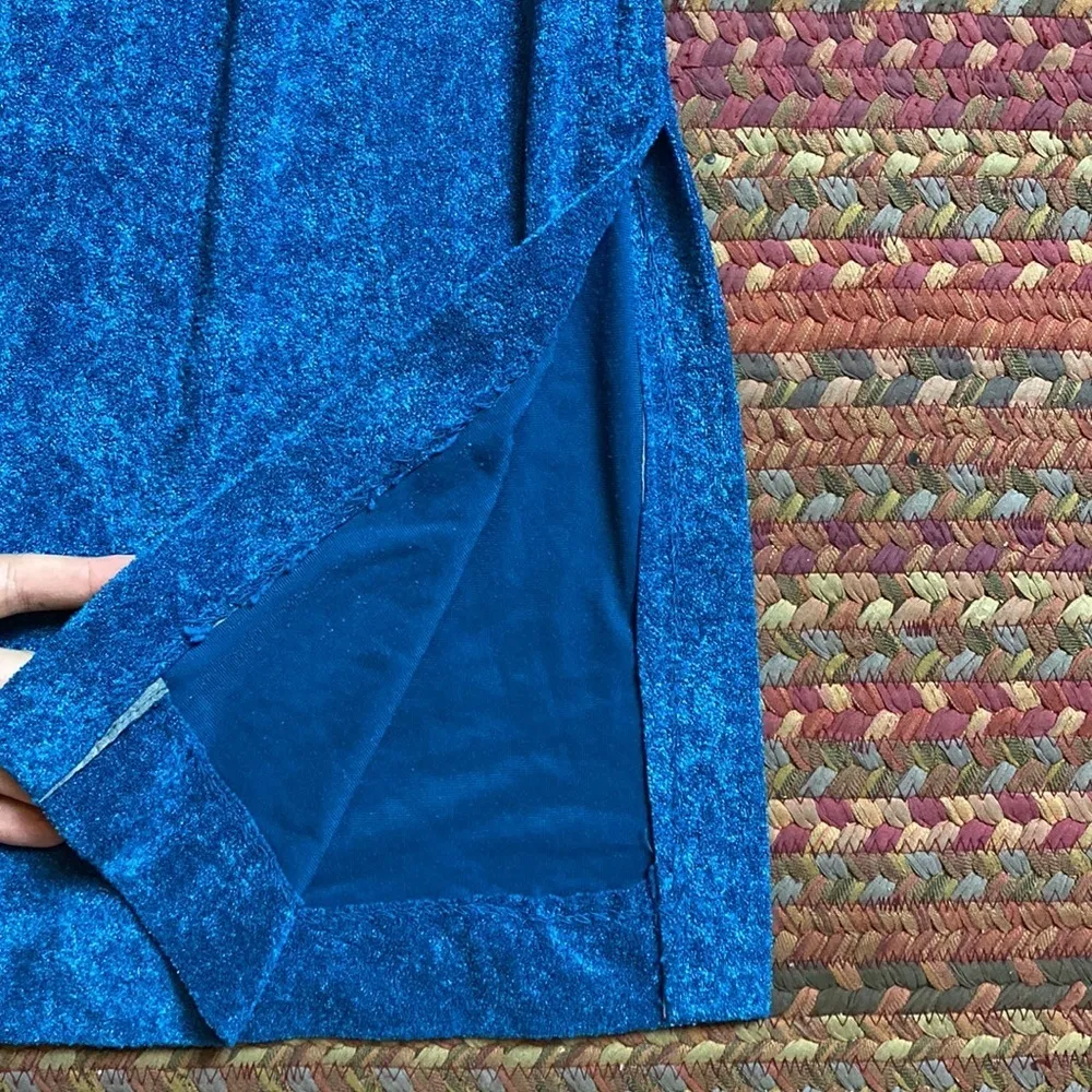 VTG BLUE TERRY CLOTH TWO PIECE BLAZER & PENCIL SKIRT SET BUSINESS GIRL BOSS - Image 10