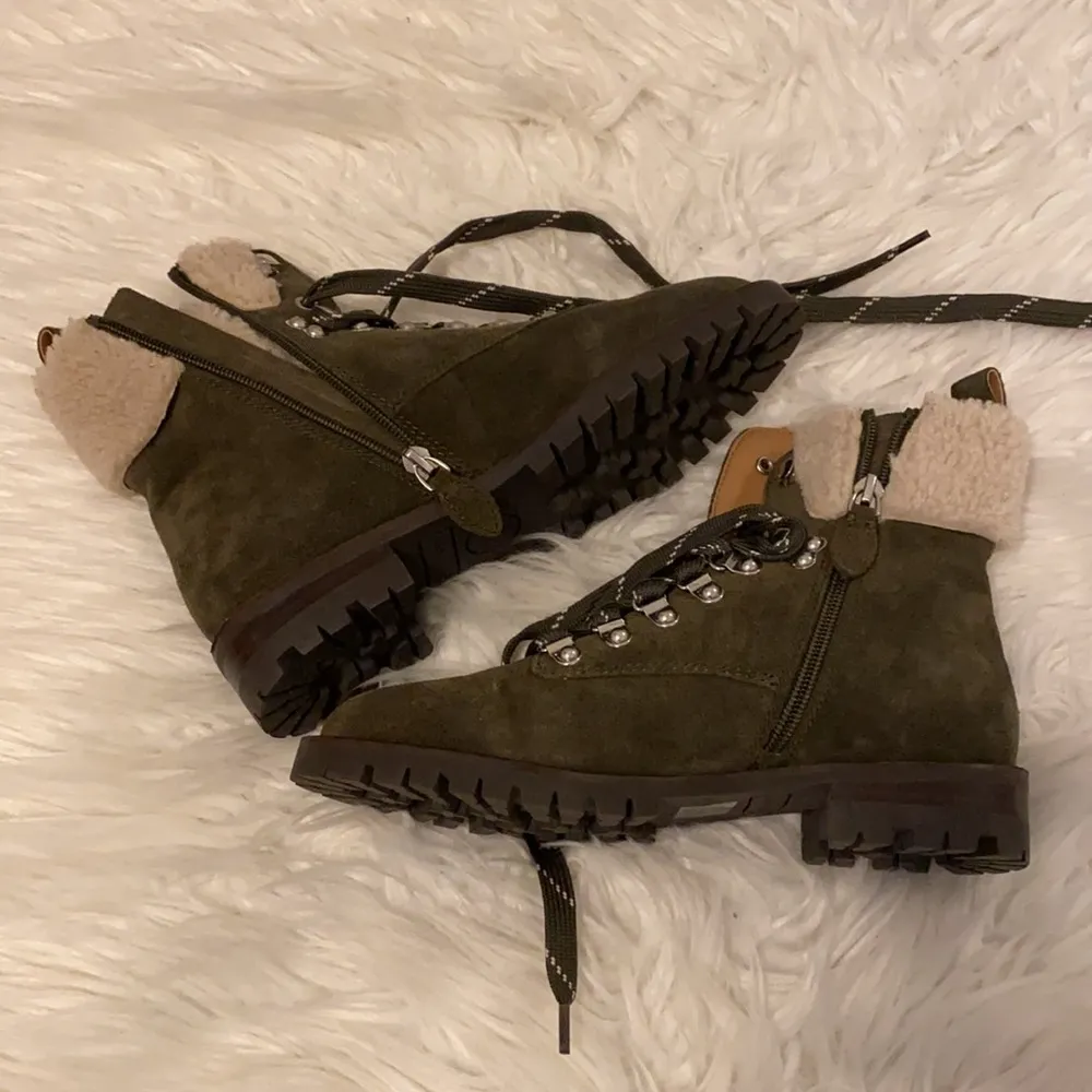 Rebecca Minkoff Jaylin Shearling Cuff Suede Hiking Boots - Image 4