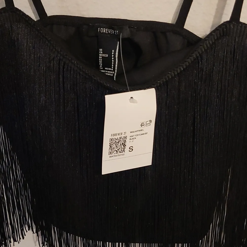 Forever21 Black Crop Top w/ Fringe - Image 3