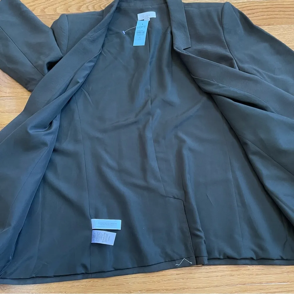 Loft Womens Dark Green Open Front Blazer Size 16 Petite - Image 11