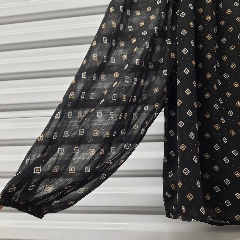 Joan Vass New York Blouse Top Women's XS Extra Small Black Long Sleeve Pullover - Image 5