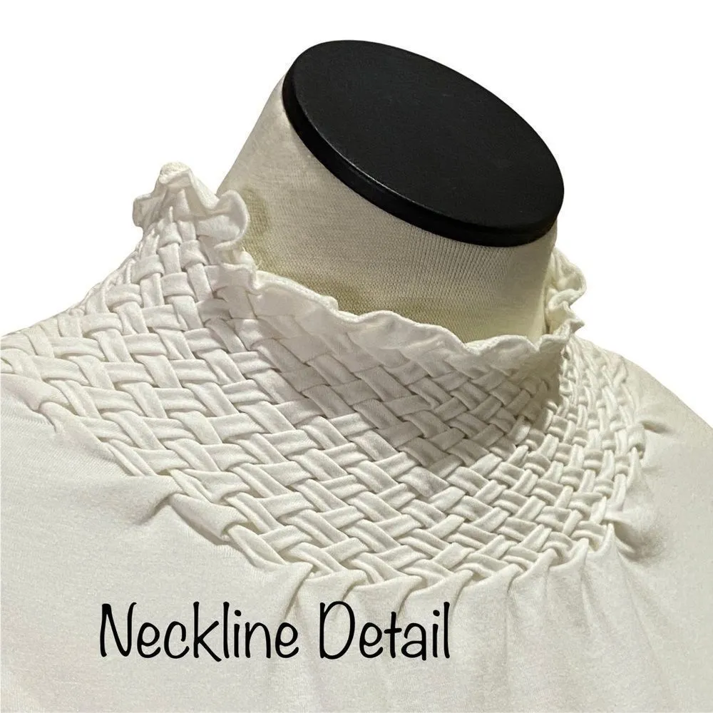 Peter Nygard Blouse Long Sleeve White Woven Mock Turtle Neck Plus Size OX NEW - Image 2