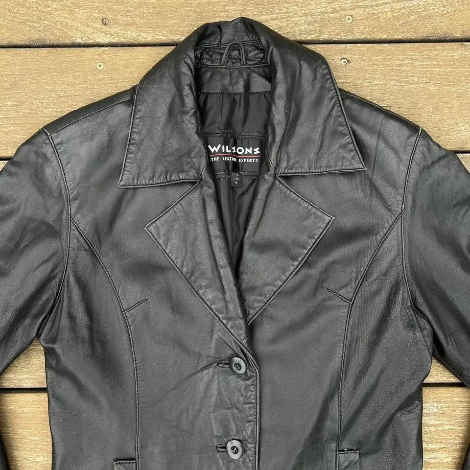 Vintage Black Wilsons Leather Jacket Blazer - Image 2