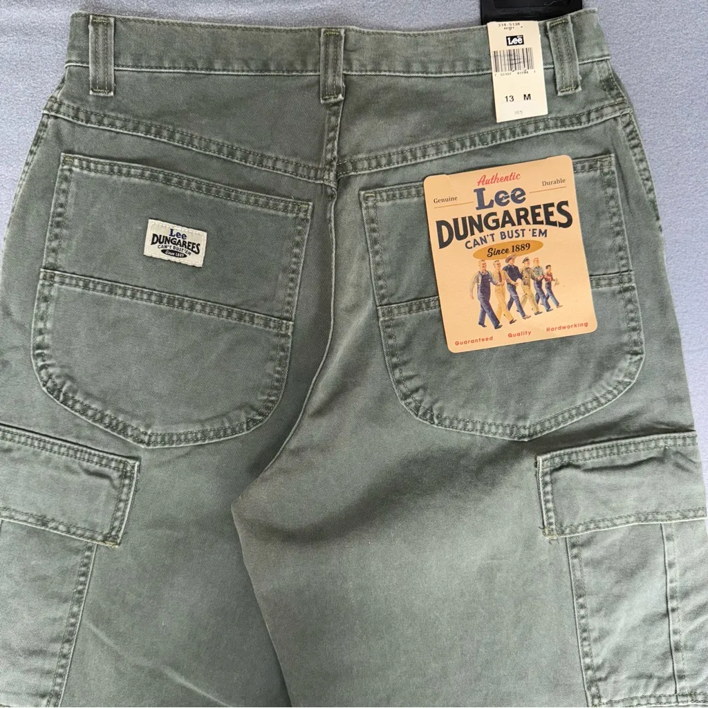 NEW Lee Dungarees Womens Army Green Cargo wide‎ leg Jeans size 13 Cabincore - Image 9