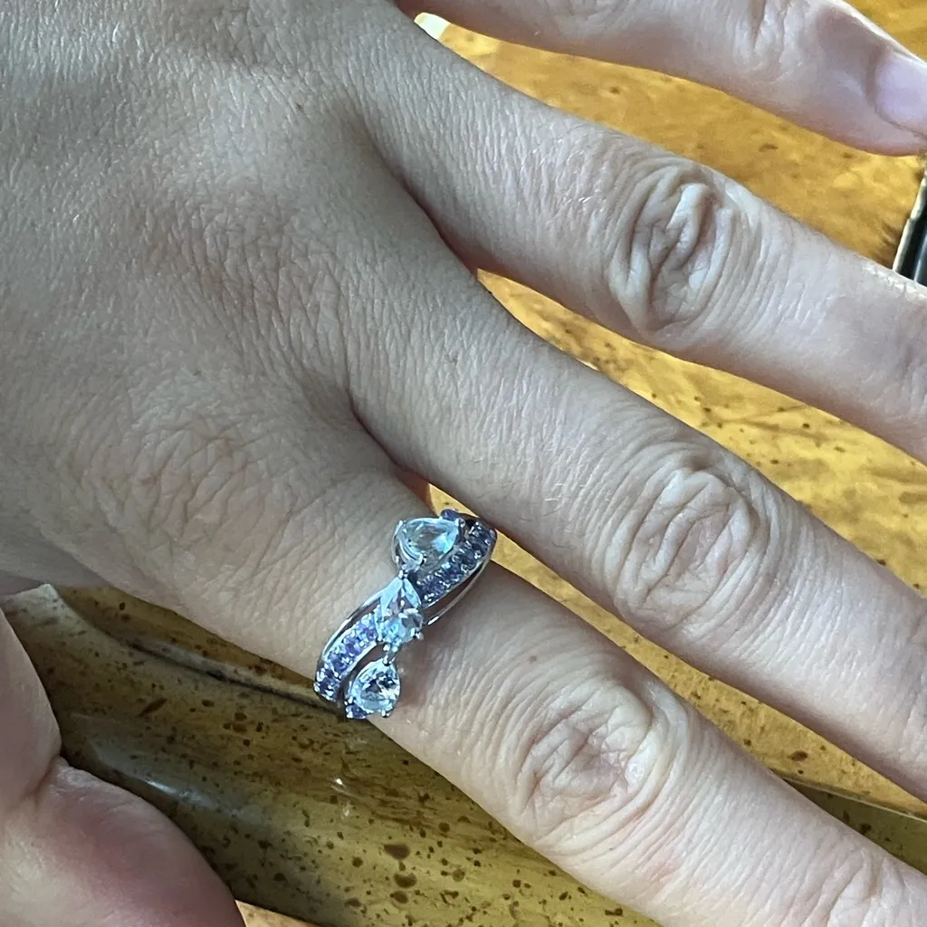 Natural Aquamarine Tanzanite Sterling Silver Ring Size 9 - Image 4